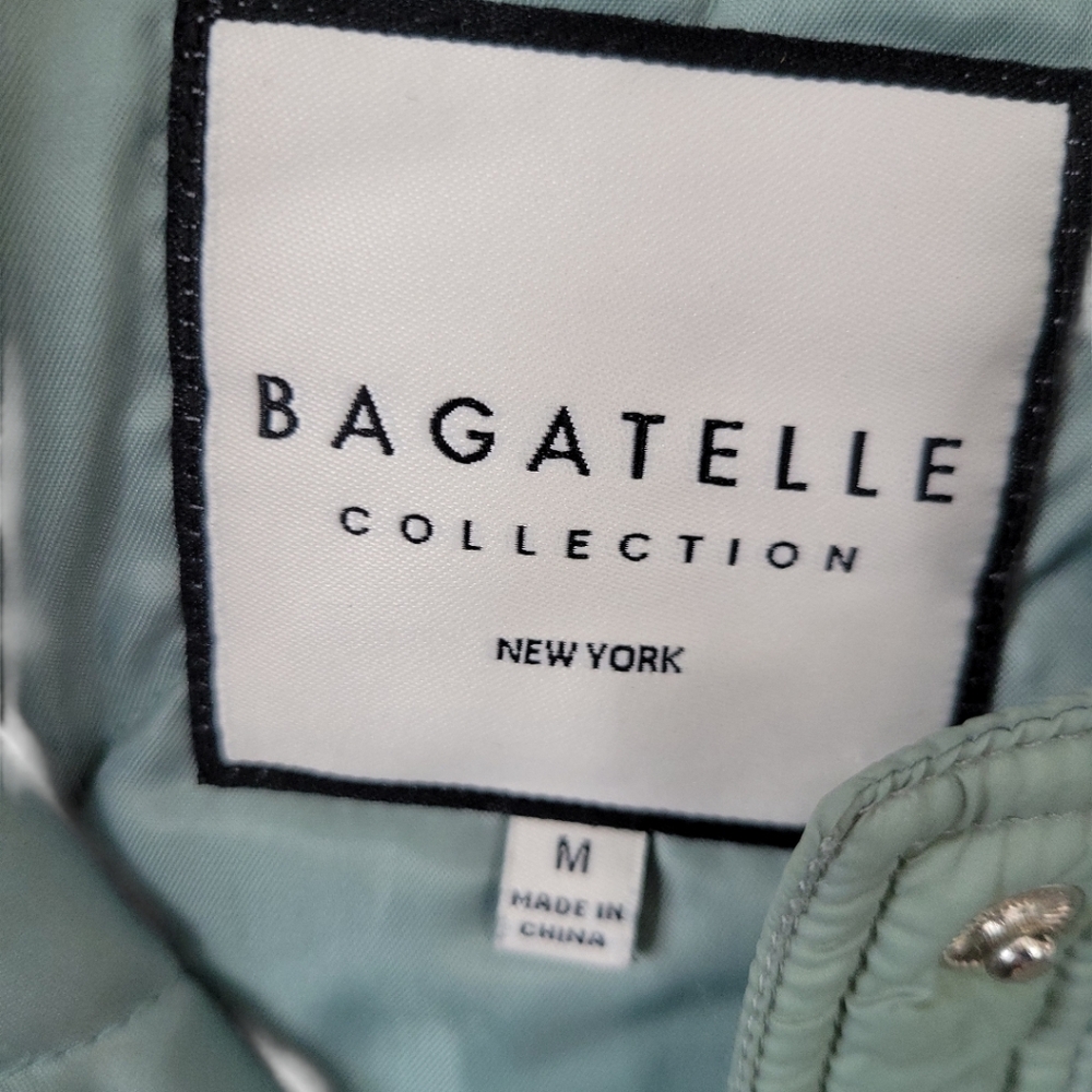 Bagatelle Collection Womens M Quilted Shacket Jacket Sage Green Snap Front - Picture 10 of 13